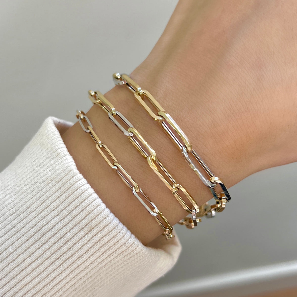 14K Large Paper Clip Chain Bracelet 14K Yellow Gold / 7 Inches by Baby Gold - Shop Custom Gold Jewelry