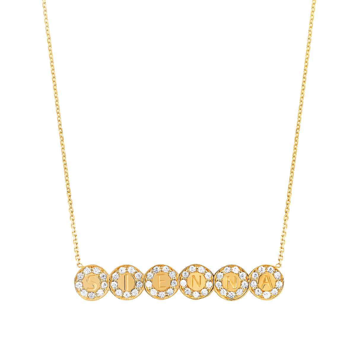 Custom gold bubble sales letter necklace