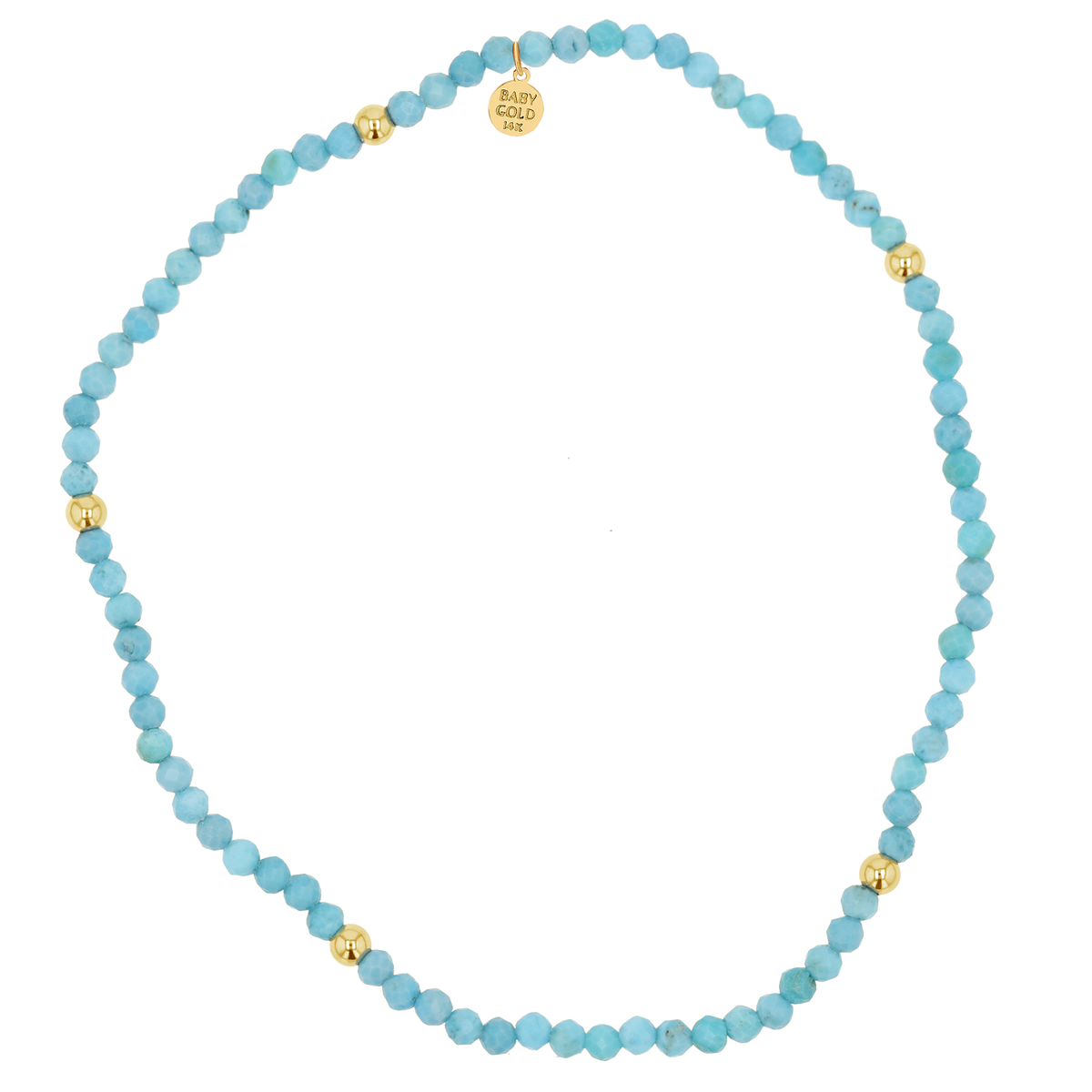14K GOLD TURQUOISE BEADED NECKLACE