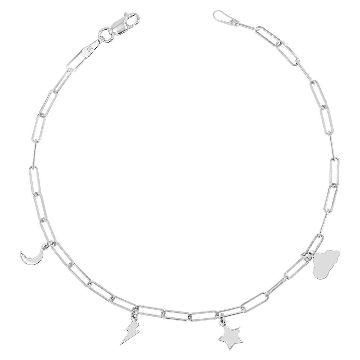 Sterling Silver Charm Bracelet with Clasp, Charm Factory
