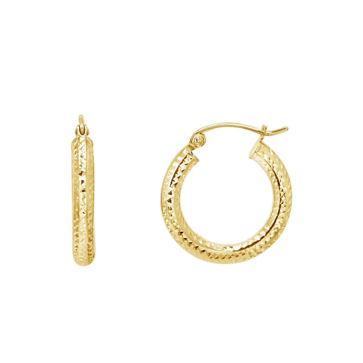 Diamond Cut Bead Hoop Earrings by Baby Gold - Shop Custom Gold Jewelry