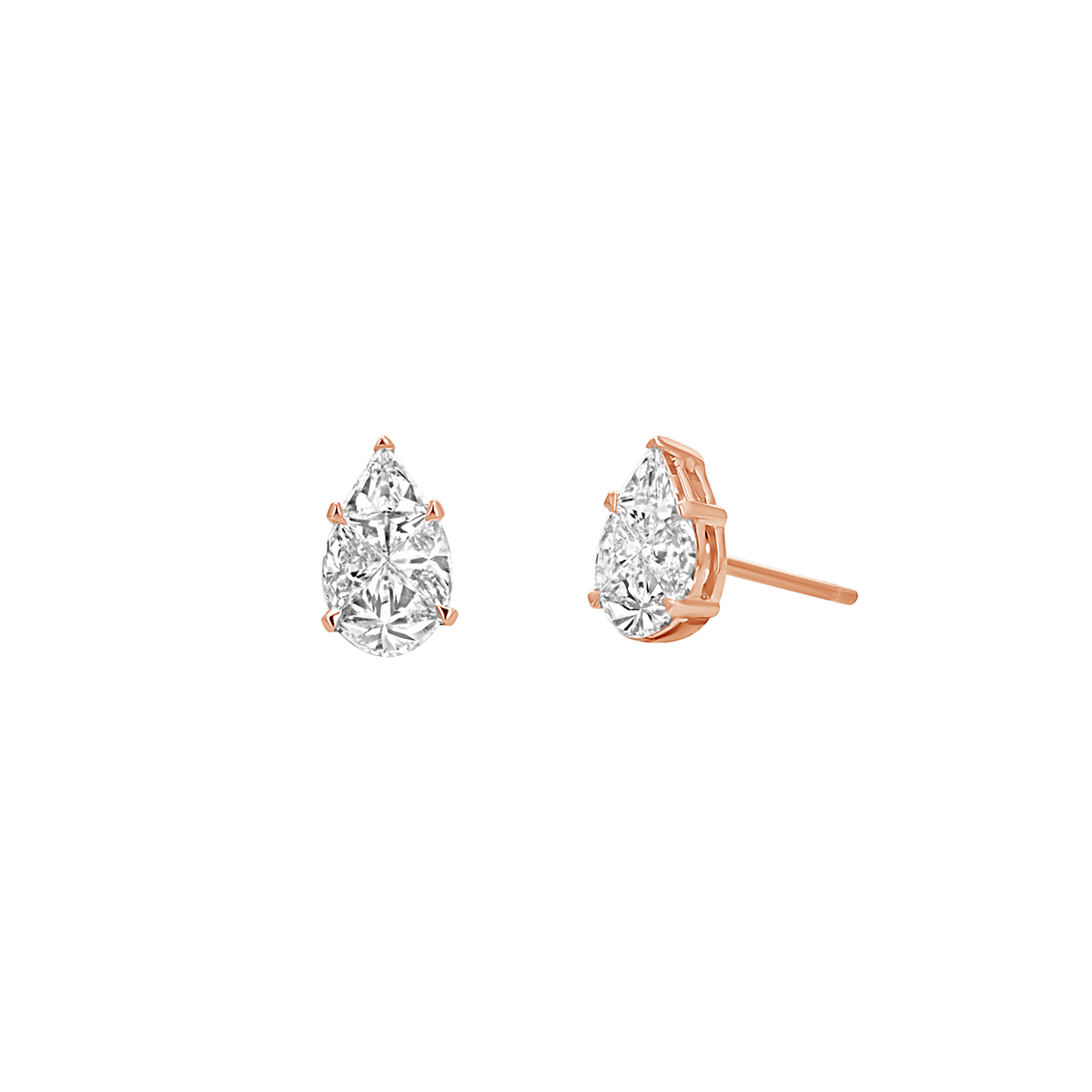 14K 5mm Illusion Setting Diamond Studs 14K Rose Gold