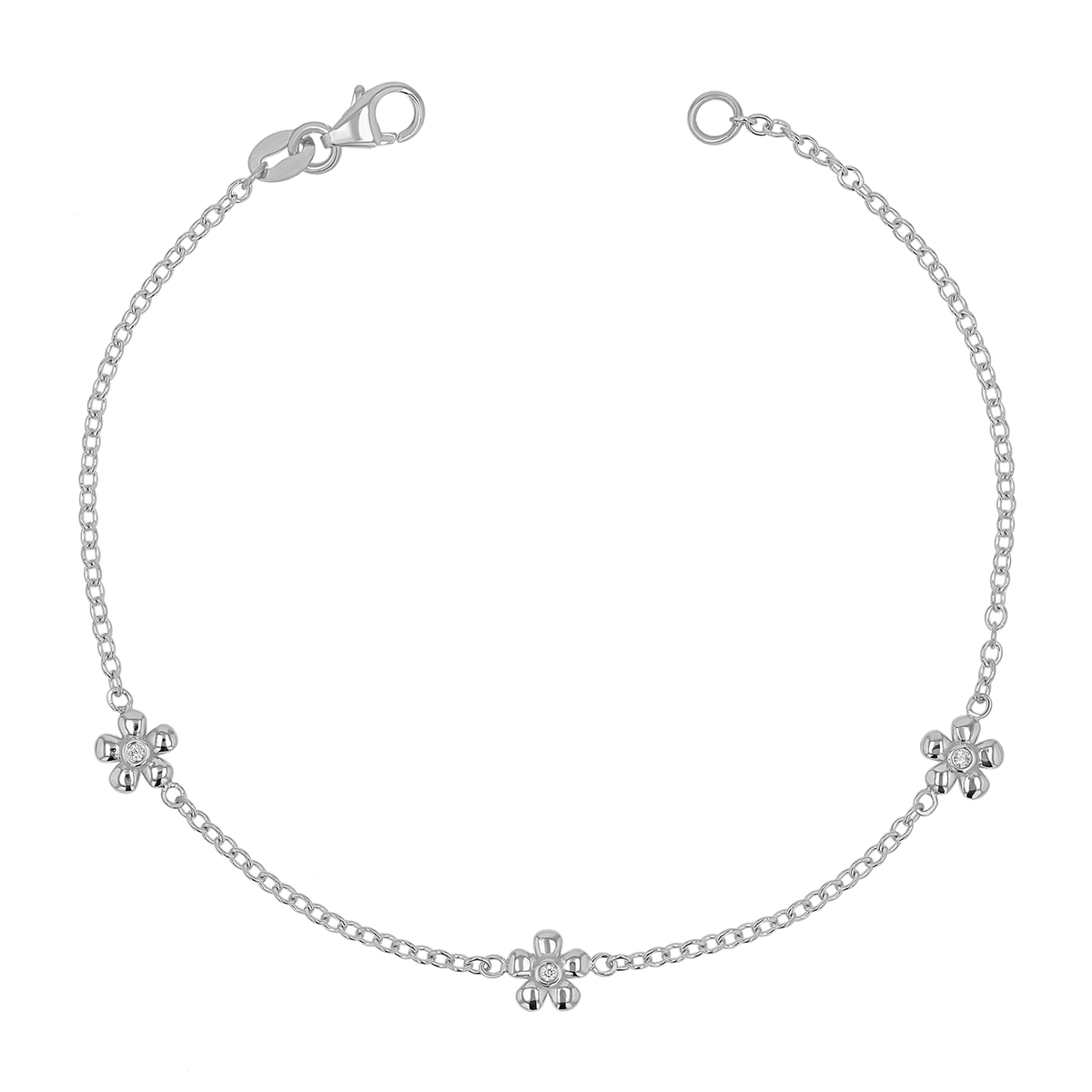 14K Gold Diamond Flower Chain Bracelet – Baby Gold