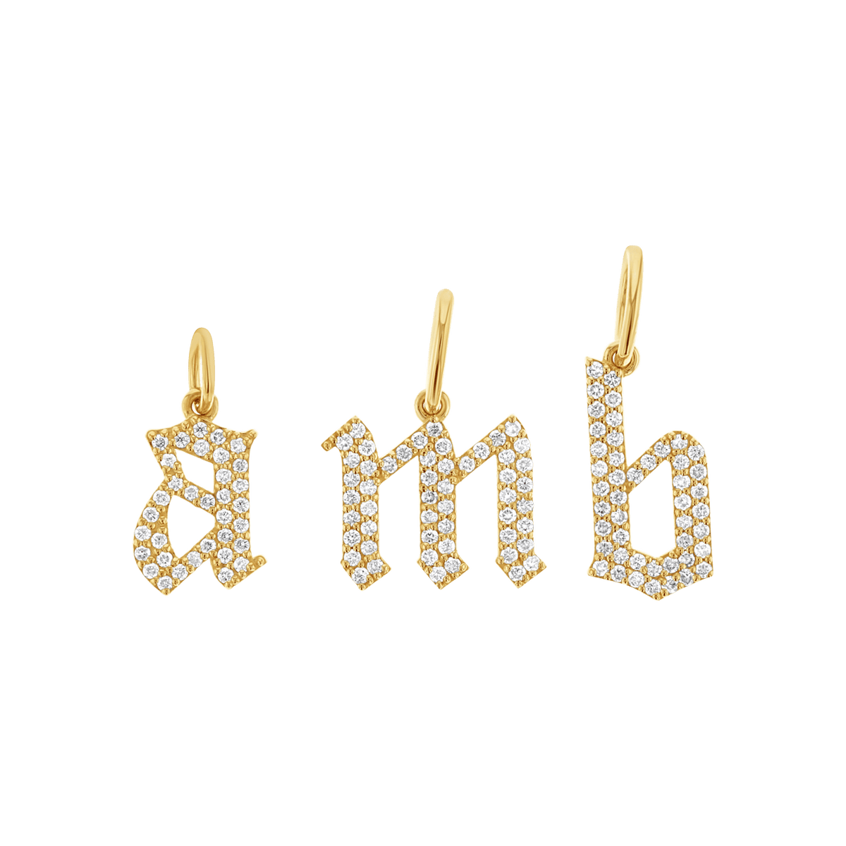 DLUXCA Gothic Letter Charm, Alphabet Charm, Silver Letter Charm, 26 Letters Initial Charms Old English Letter Pendant W-028~W-054 T