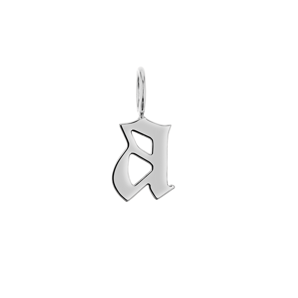 Gothic Old English Solid Initial Letter Charm 14K White Gold / J by Baby Gold - Shop Custom Gold Jewelry