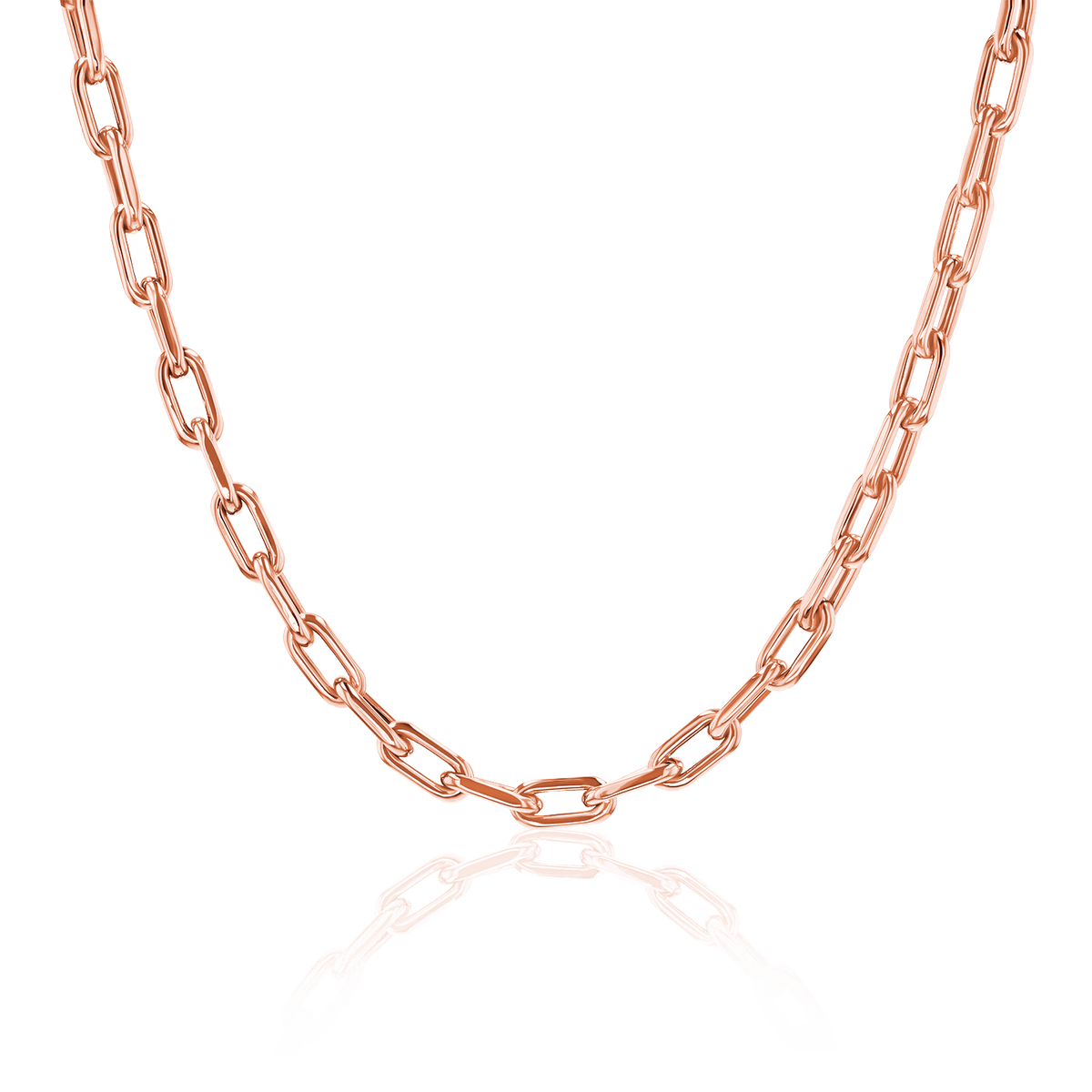 14kt Gold Full Diamond Love Lock Necklace on Paperclip Chain Rose Gold