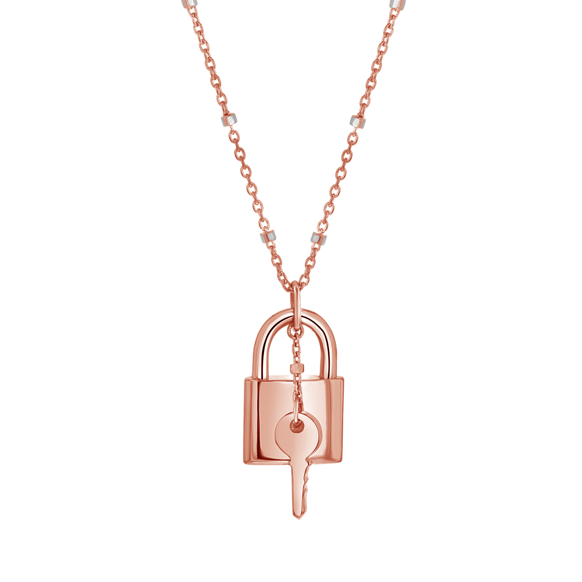 Love Padlock Engravable Sparkle Necklace 14K Rose Gold / 20 Inches by Baby Gold - Shop Custom Gold Jewelry