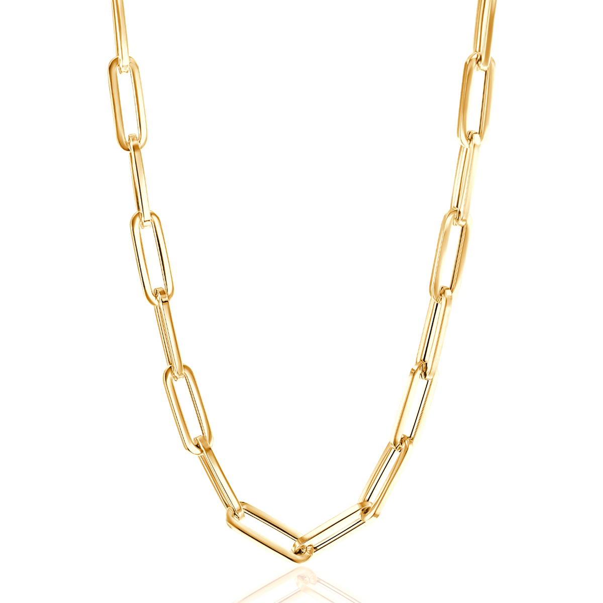 14K Yellow Gold Figaro Flat Link Chain Necklace, 14K CRG Diamond