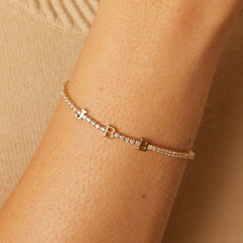 Signature Diamond Letter Tennis Bracelet