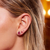 Diamond Pave Teardrop Ruby Studs