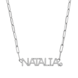 Custom Paper Clip Diamond Name Necklace