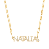 Custom Paper Clip Diamond Name Necklace