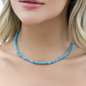 Turquoise Diamond Bead Necklace