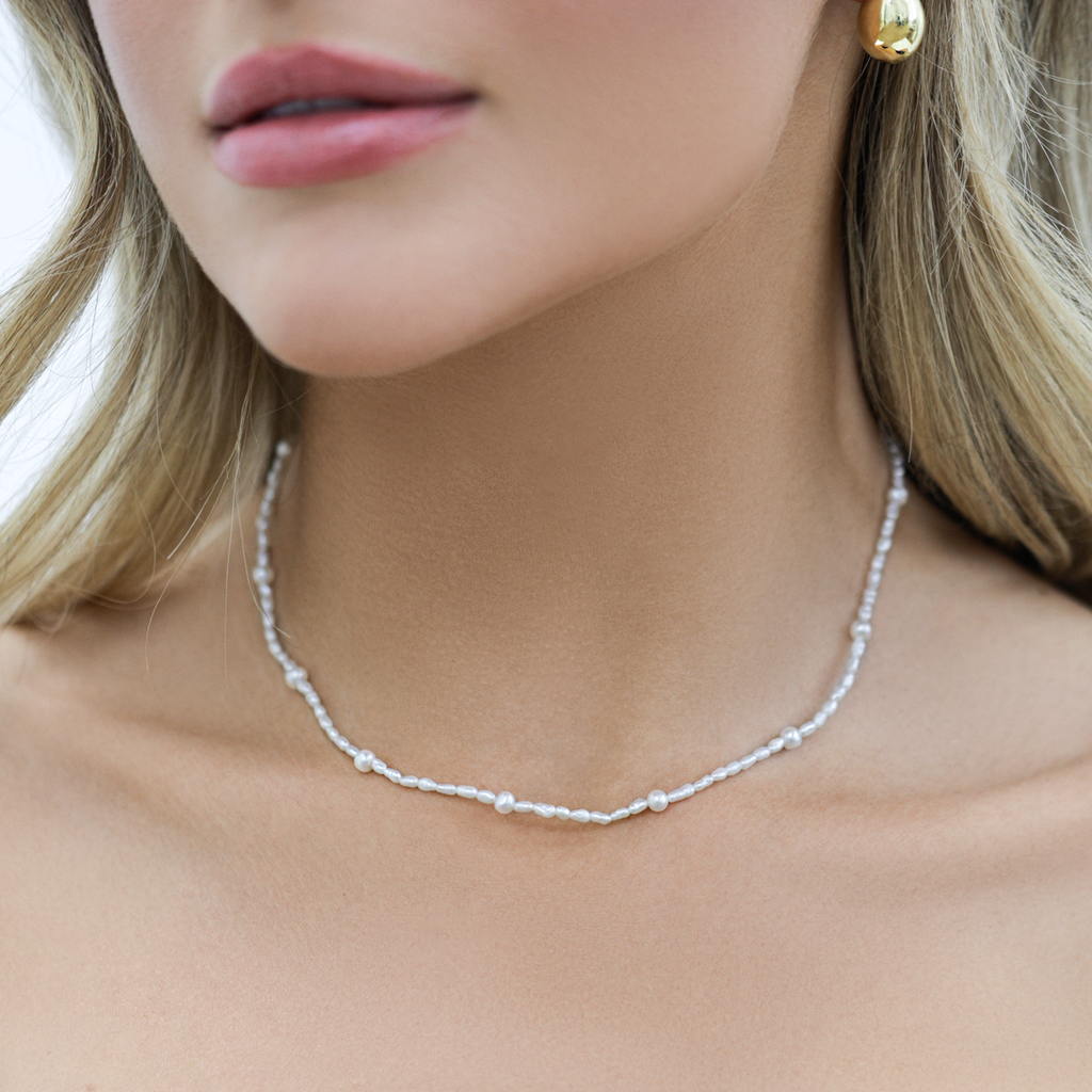 Dainty Pearl Station Necklace