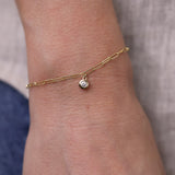 Wire Paper Clip Diamond Bezel Bracelet