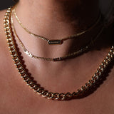 Diamond Beveled ID Cuban Chain Necklace