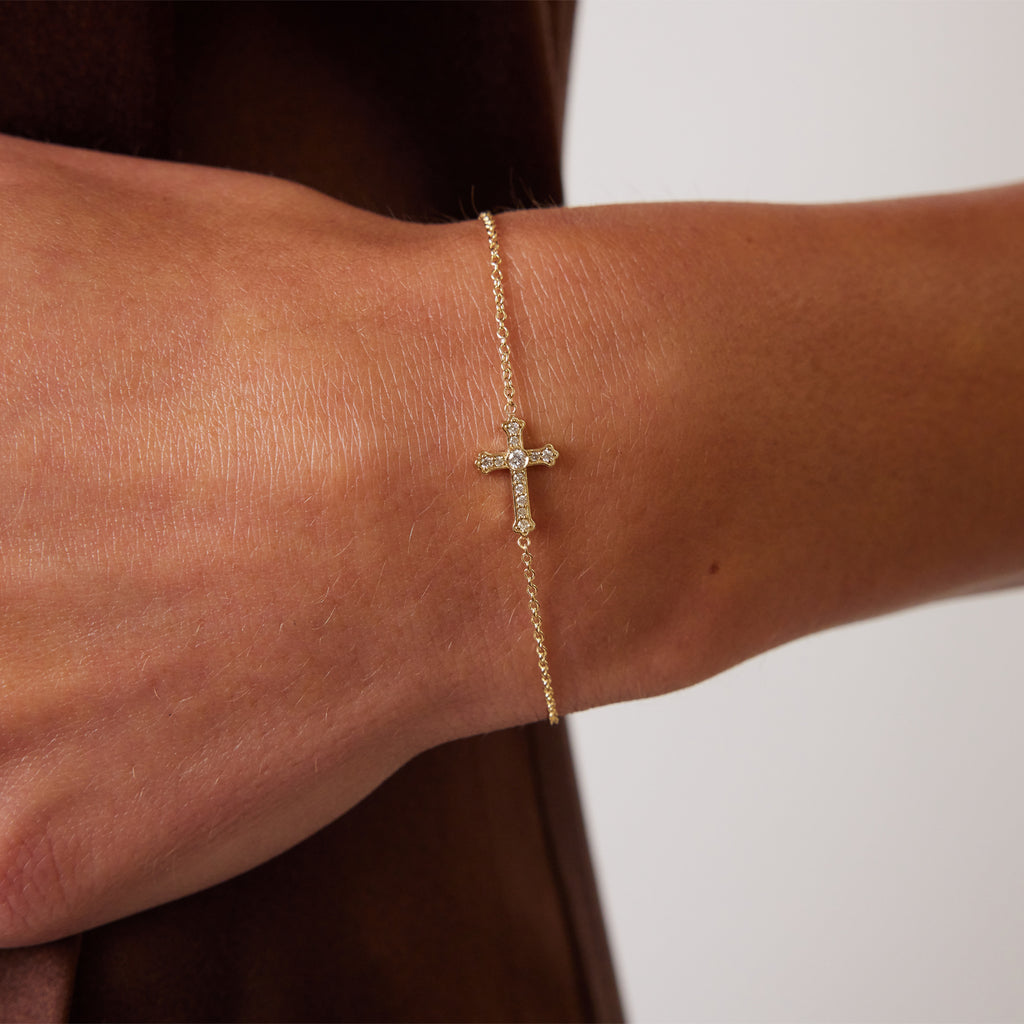 Diamond Sideways Cross Bracelet