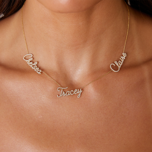 Multi Diamond Custom Script Name Necklace