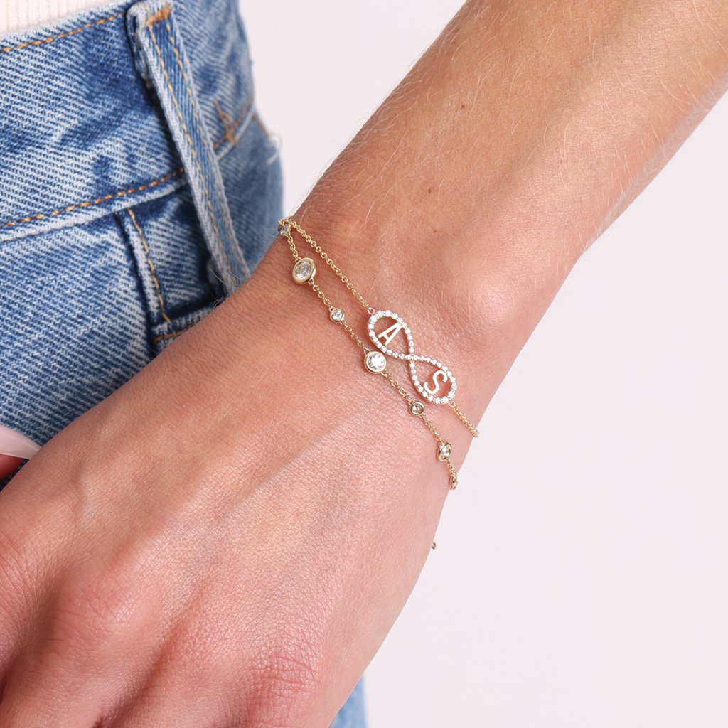 Diamond Infinity Letter Bracelet