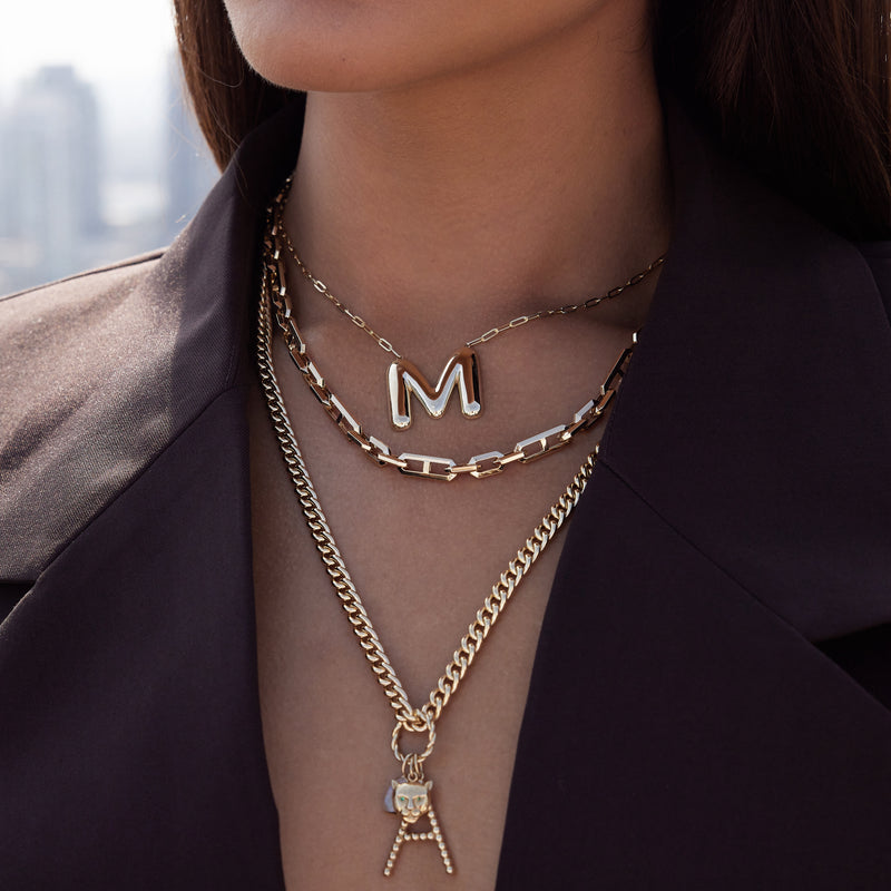 Beveled Link Statement Chain Necklace