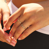 Three Diamond Paper Clip Link Ring