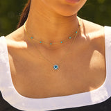 Round Diamond Evil Eye Necklace