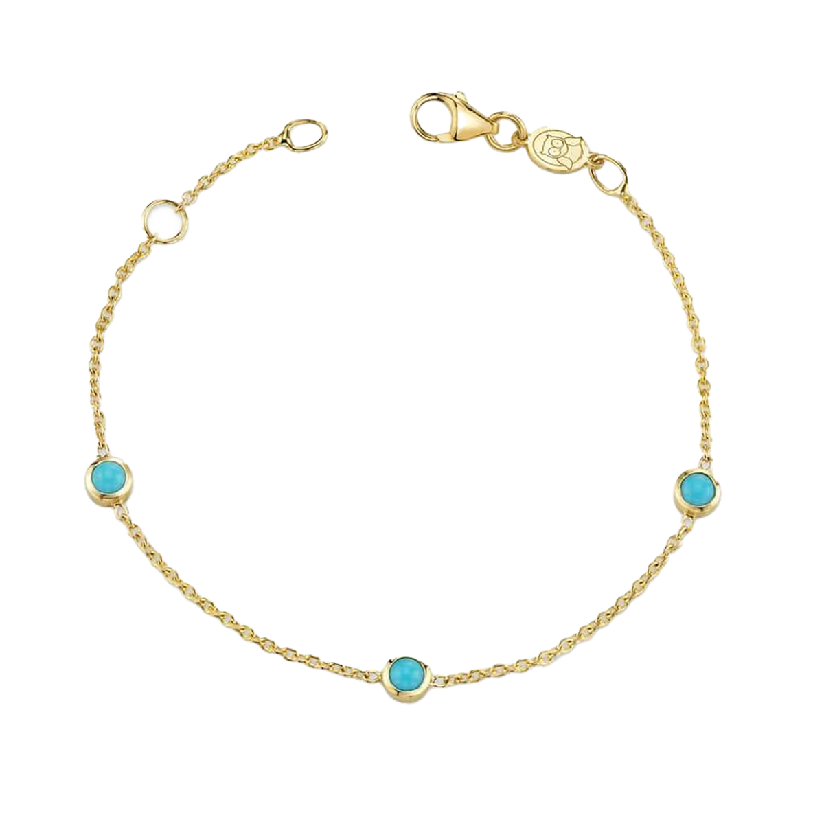 Turquoise 3 Stone Bracelet – Baby Gold