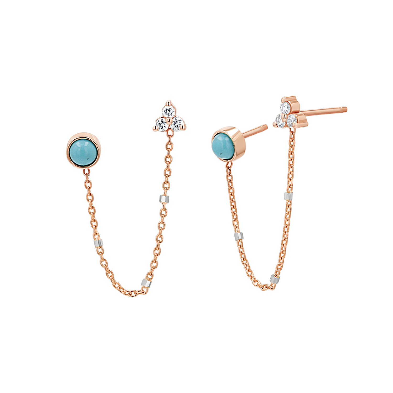 Turquoise & Diamond Duo Drop Earring