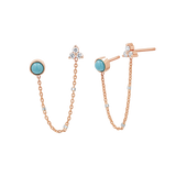 Turquoise & Diamond Duo Drop Earring