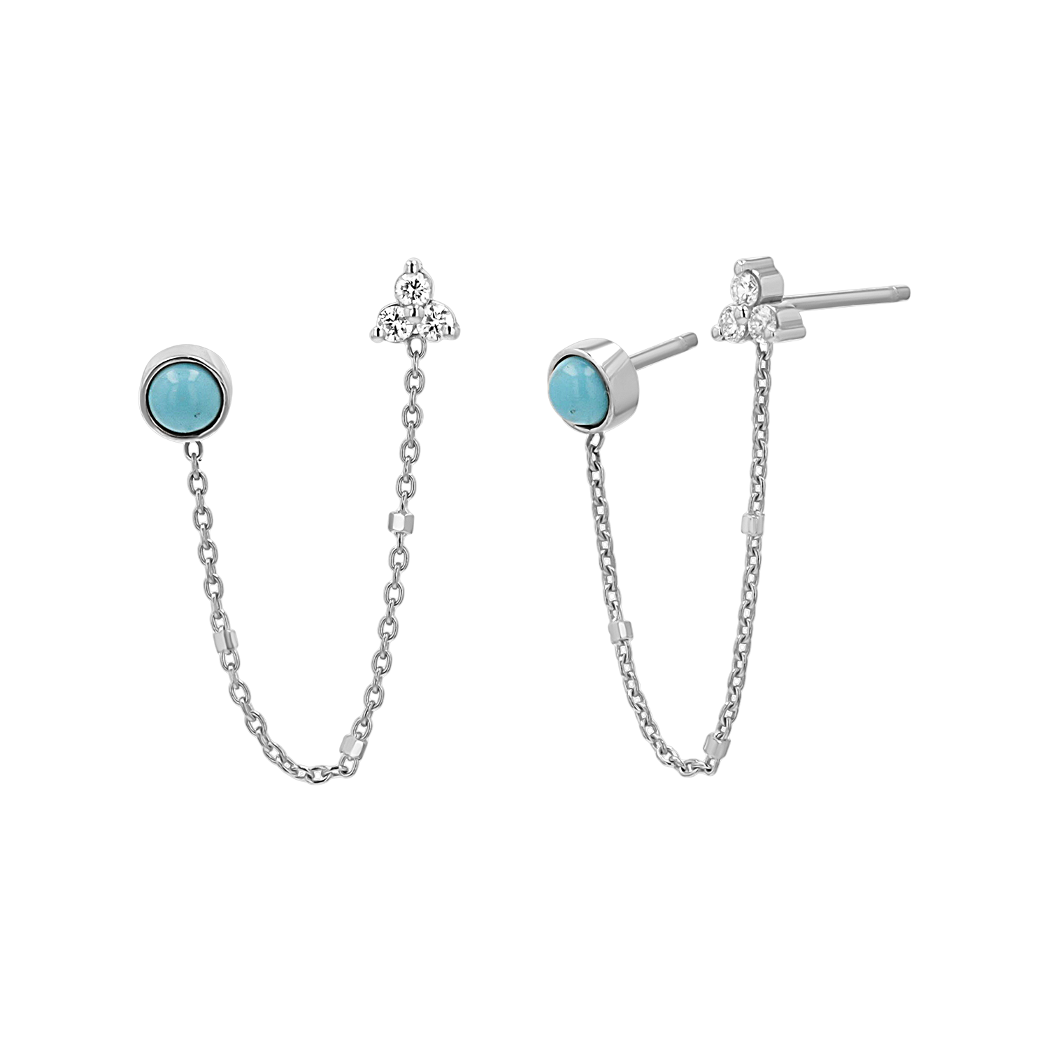 Turquoise & Diamond Duo Drop Earring