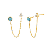 Turquoise & Diamond Duo Drop Earring