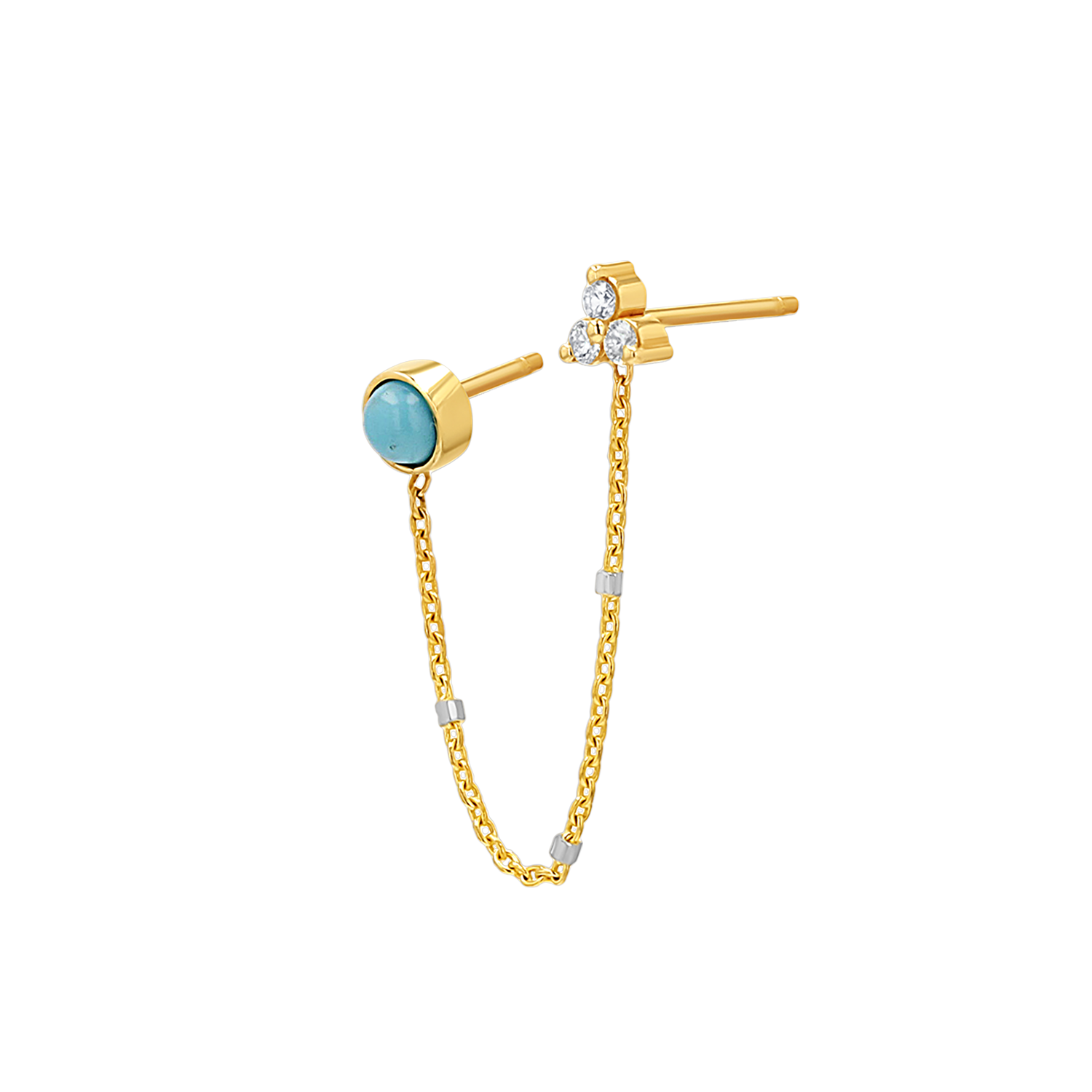 Turquoise & Diamond Duo Drop Earring