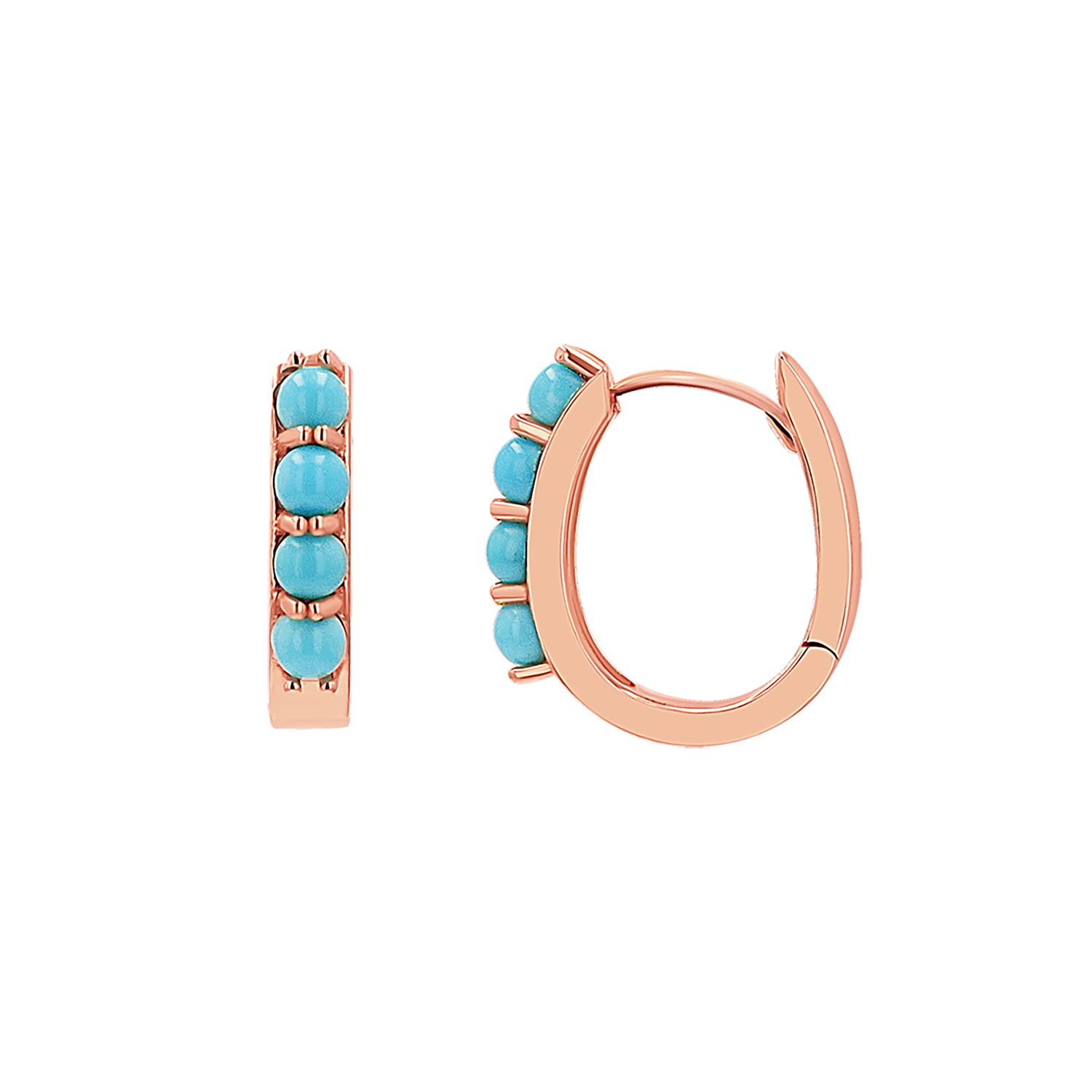 Genuine Turquoise Paper Clip Huggie Hoops