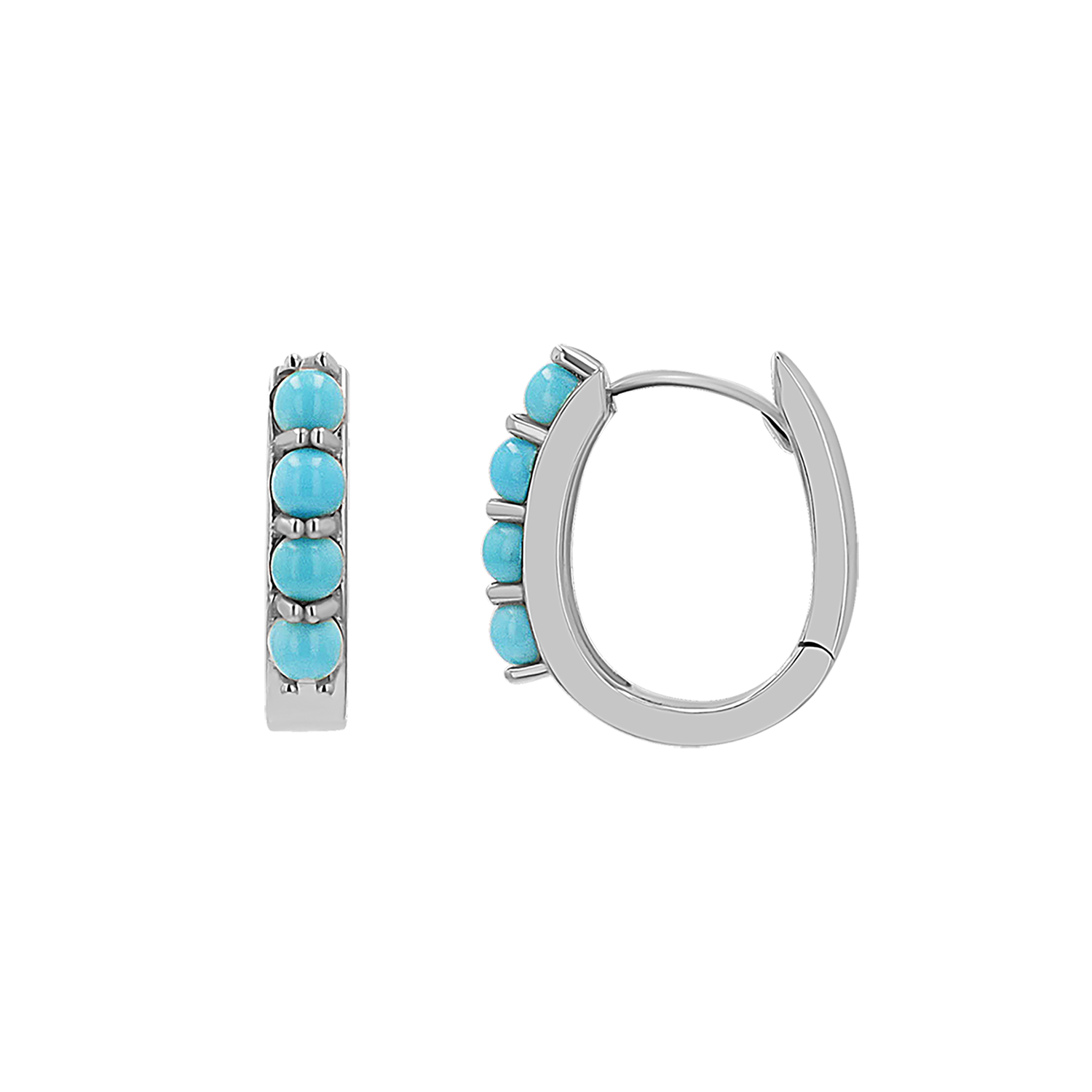 Genuine Turquoise Paper Clip Huggie Hoops