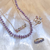 Pink Sapphire & Aquamarine Beaded Strand Necklace