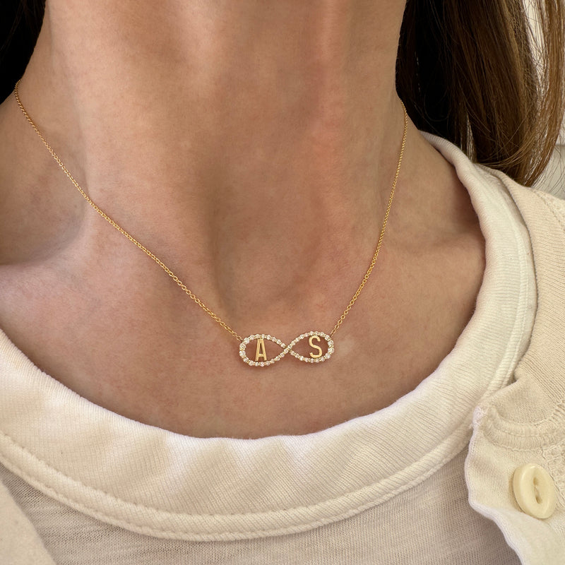 Diamond Infinity Letter Necklace