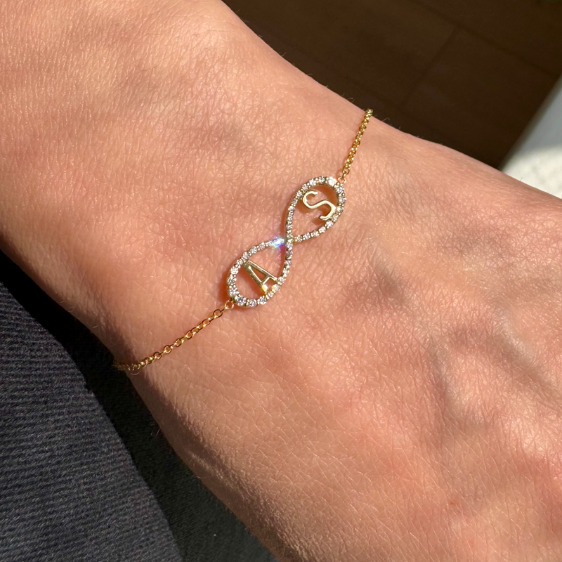 Diamond Infinity Letter Bracelet