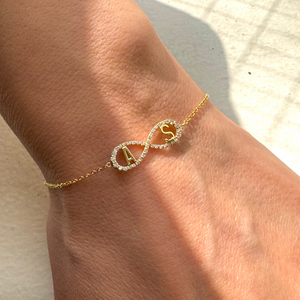 Diamond Infinity Letter Bracelet