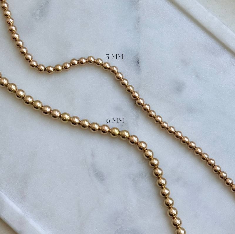 5mm Gold Bead Ball Necklace