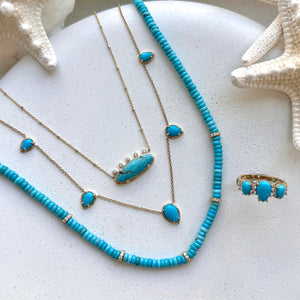 Turquoise Diamond Bead Necklace