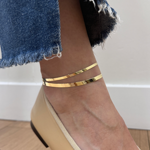 14K Gold Thin Herringbone Anklet 3mm