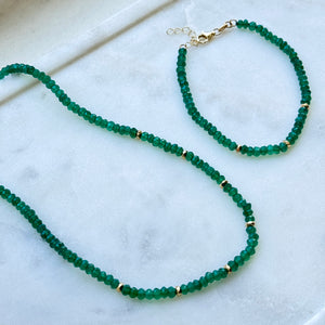 Green Onyx Gold Bead Necklace