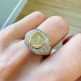 Diamond Pave Initial Signet Ring