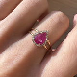 Diamond Pave Teardrop Ruby Ring