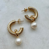 Pearl Drop Charmed Twist Hoops