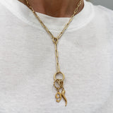 Paperclip Loop Charm Necklace Y Chain