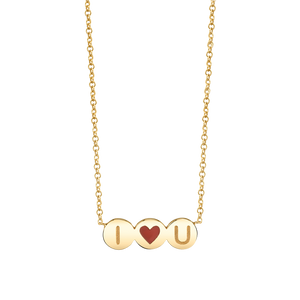 Kids Enamel Heart Initial Necklace