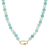 Pearl Aqua Connector Chain Necklace