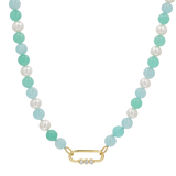 Pearl Aqua Connector Chain Necklace