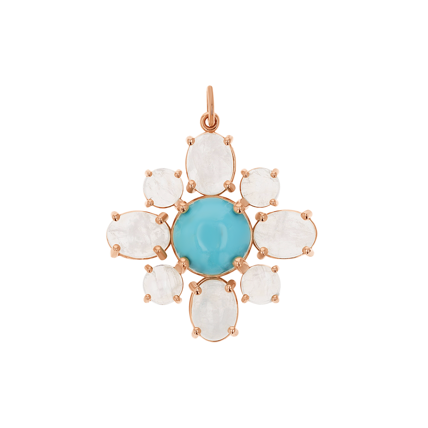 Genuine Turquoise Moonstone Fleur Charm